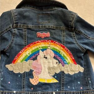 Cat & Jack Unicorn Denim Jacket Size 3T EUC